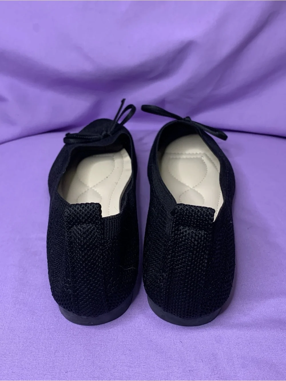 Women’s 8 (38) Black Knit Ballet Flats with Bow NWOT